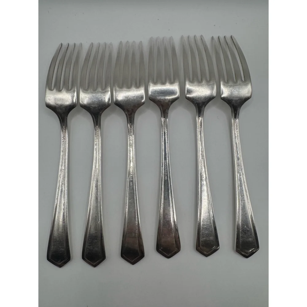 Rogers XII Silverware Forks Set of 6 Silver